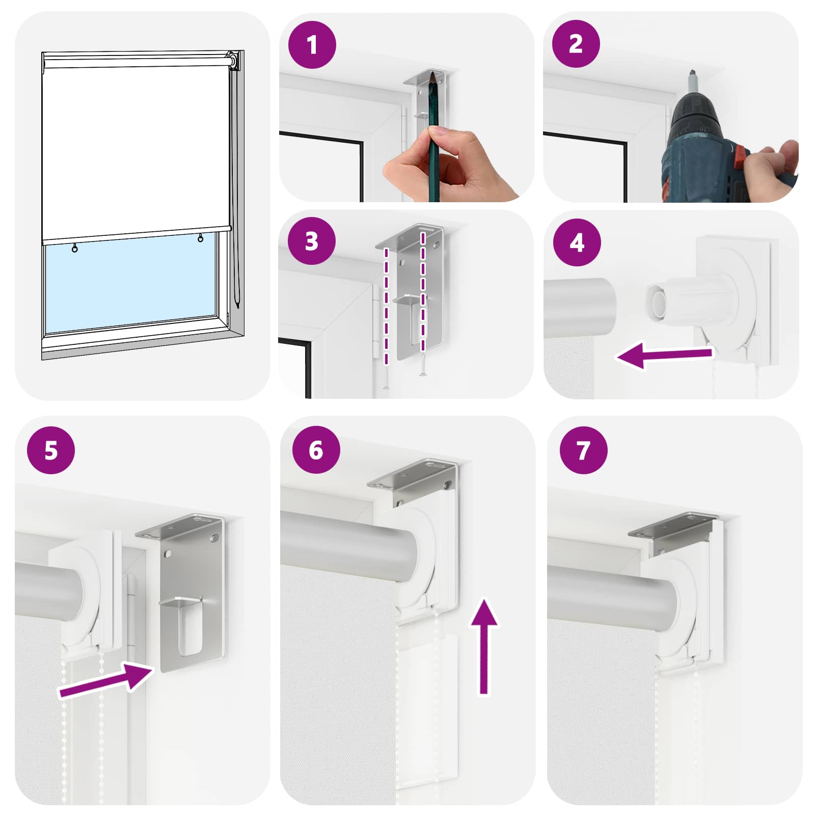 Tenda da sole a rullo con protezione UV Bianco Poliestere | homemem39