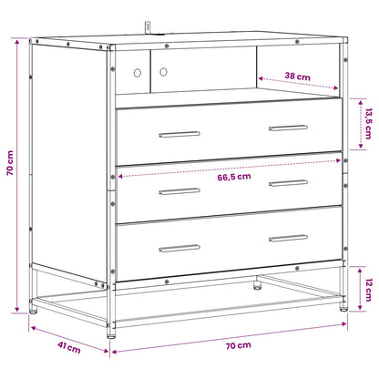 Mobile con Cassetti 3-Cassetto Legno antico 70 x 41 x 70 cm