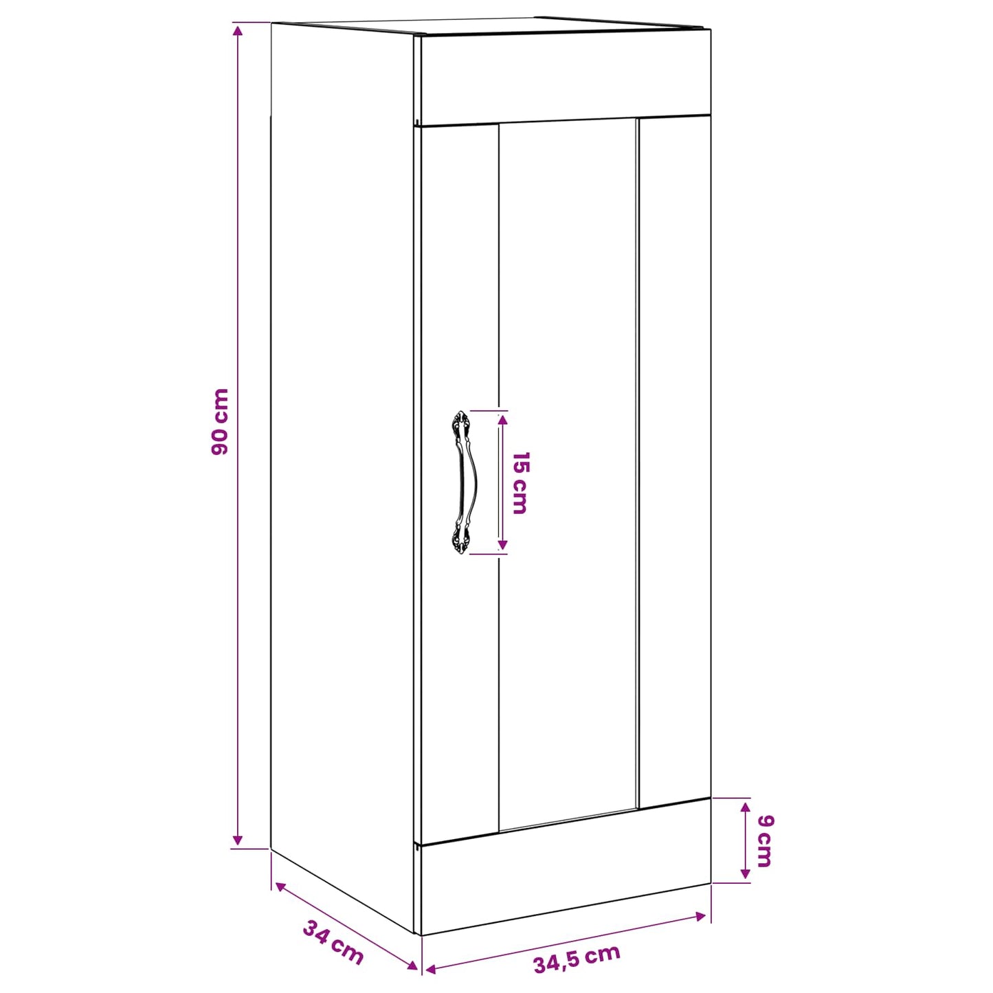 Armadietto a muro Legno antico 34,5 x 34 x 90 cm