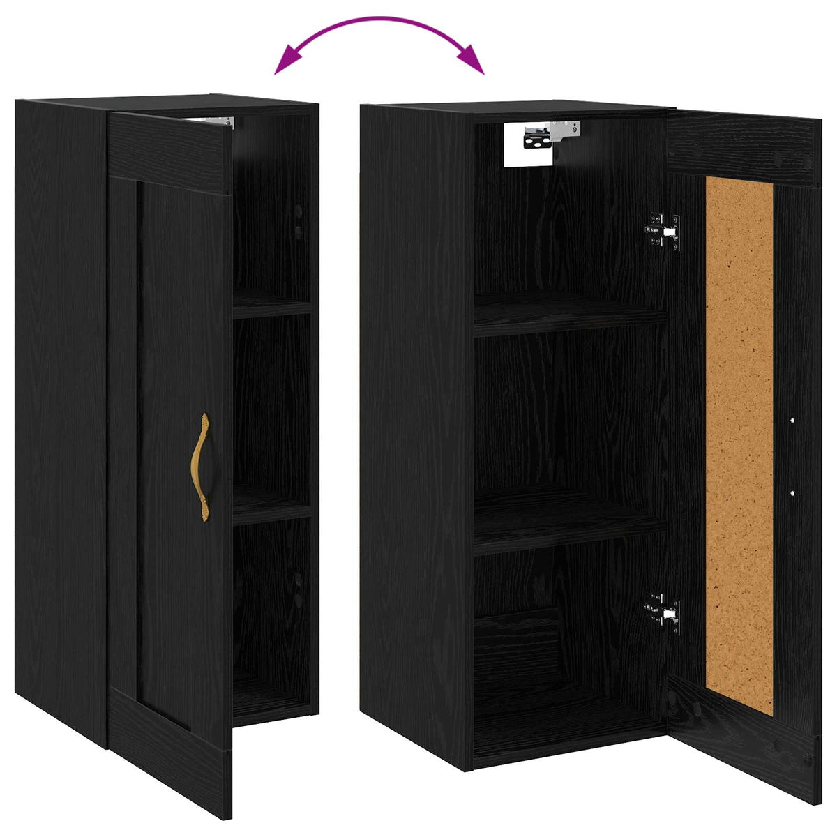 Armadietto a muro Rovere Nero 34,5 x 34 x 90 cm