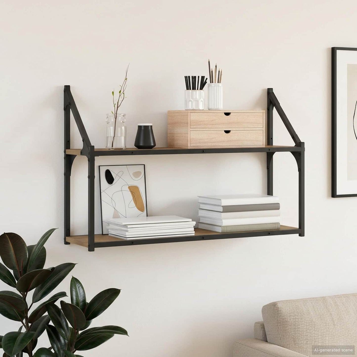 Scaffale da parete A parete Rovere artigianale 80 x 21 x 51 cm | homemem39
