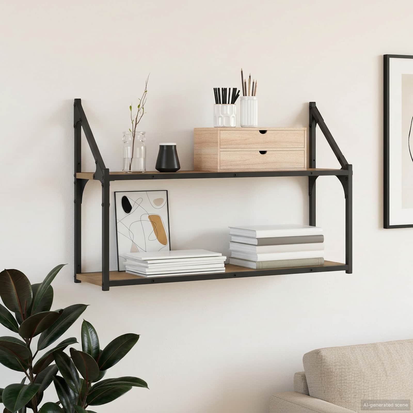 Scaffale da parete A parete Rovere artigianale 80 x 21 x 51 cm | homemem39