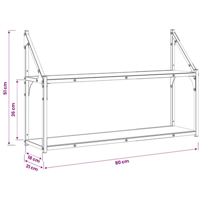 Scaffale da parete A parete Rovere nero 80 x 21 x 51 cm | homemem39
