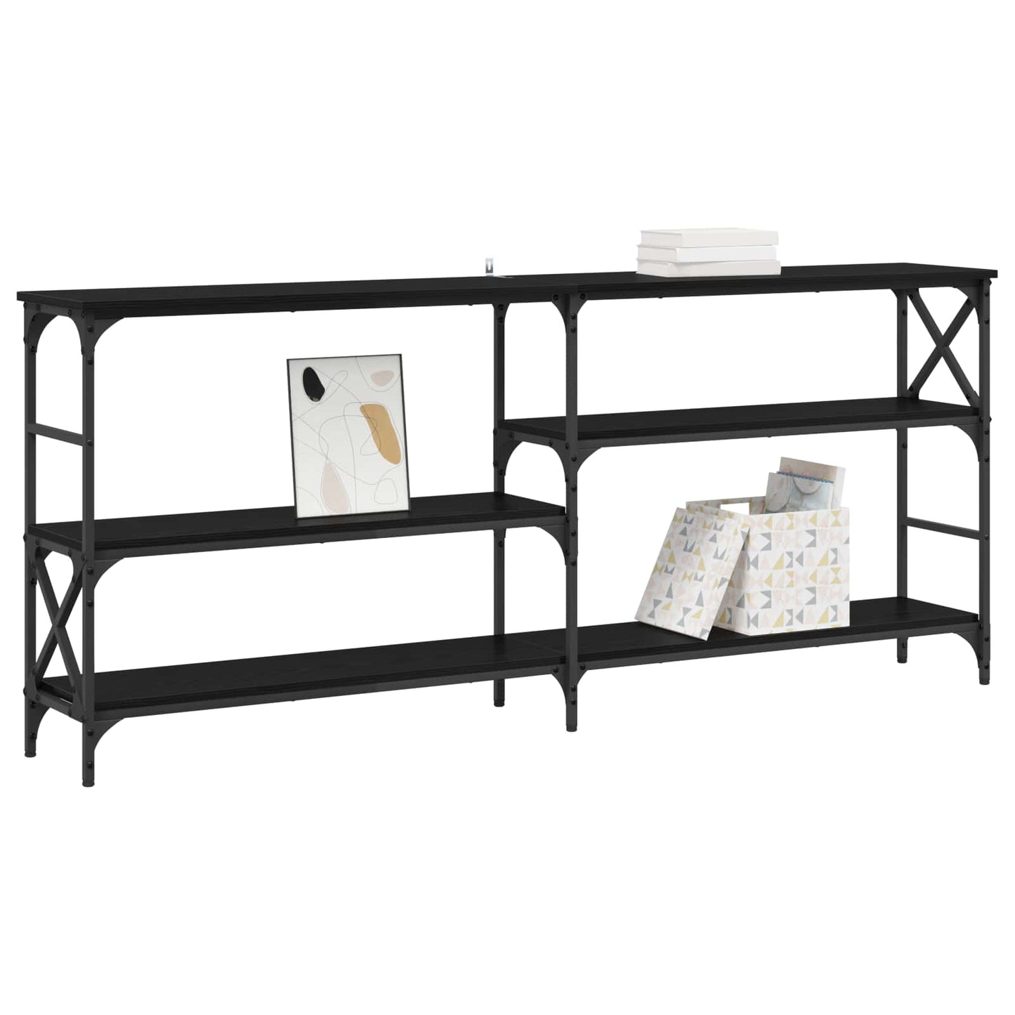 Tavolo consolle Rovere Nero 180 x 29 x 76,5 cm metallo PB