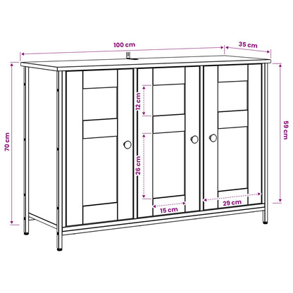 Credenza Rovere Nero 100 x 35 x 70 cm Legno ingegnerizzato | homemem39