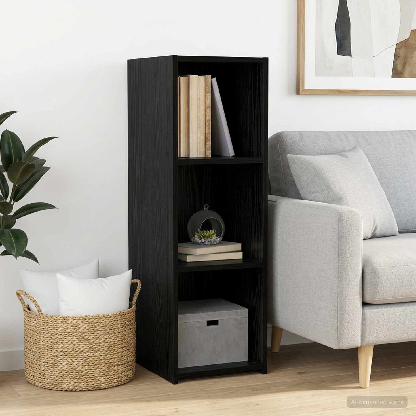 Credenza Rovere Nero 30 x 41 x 93 cm Legno ingegnerizzato - homemem39