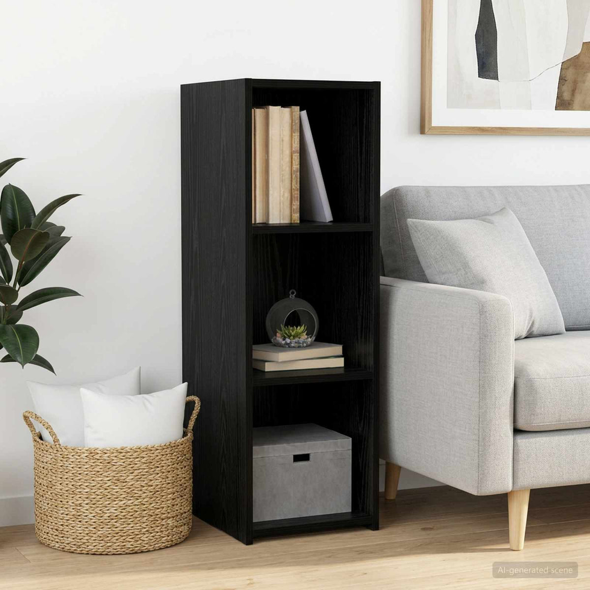 Credenza Rovere Nero 30 x 41 x 93 cm Legno ingegnerizzato - homemem39
