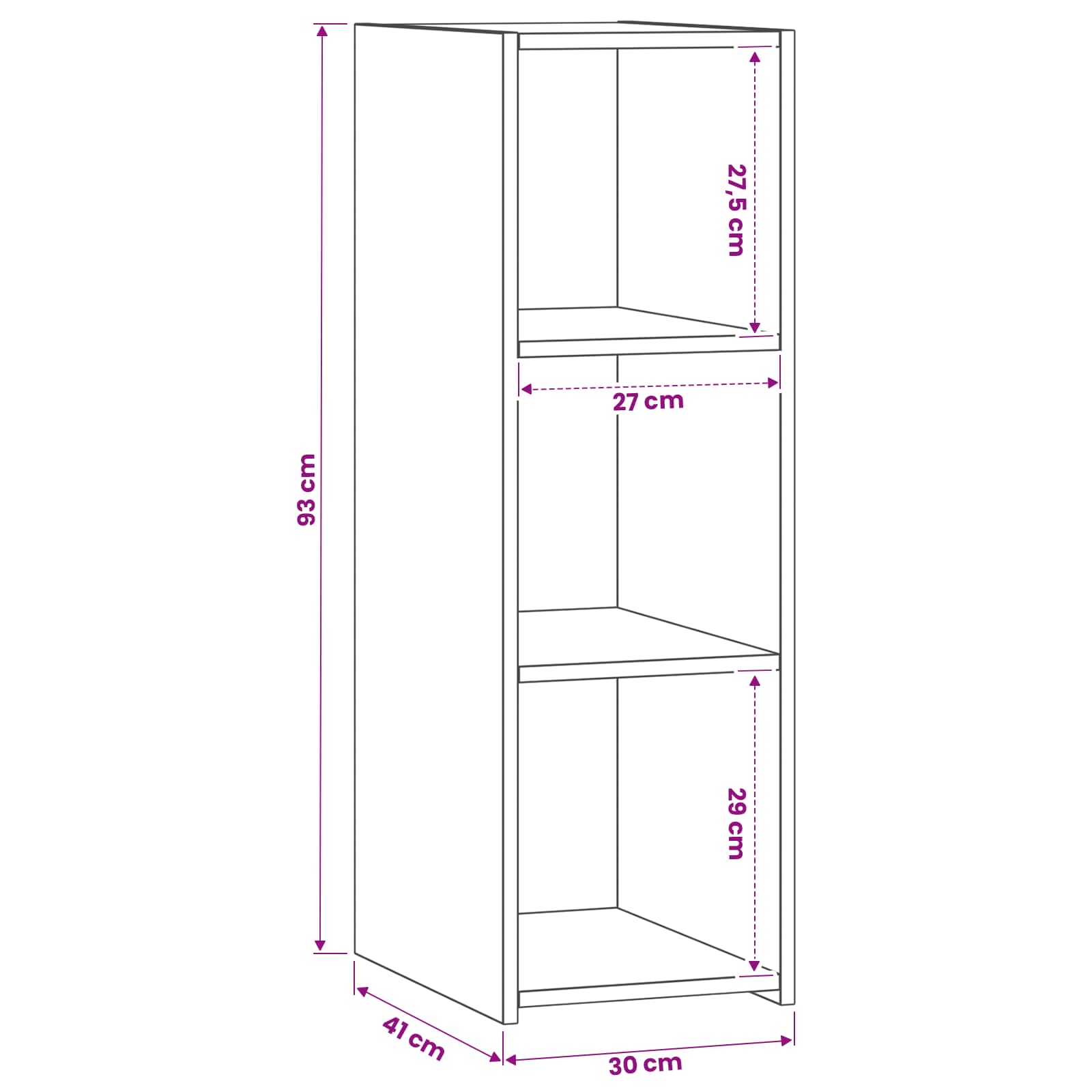 Credenza Rovere Nero 30 x 41 x 93 cm Legno ingegnerizzato - homemem39