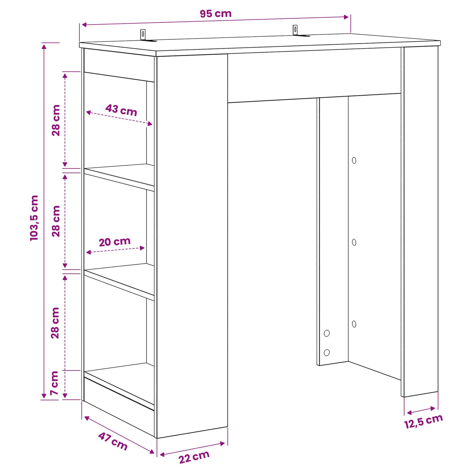 Tavolo da bar 95 x 47 x 103,5 cm Legno ingegnerizzato | homemem39