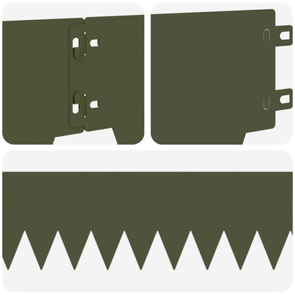 Bordura per Prato 10 pcs 103 x 15 cm metallo Verde Oliva | homemem39