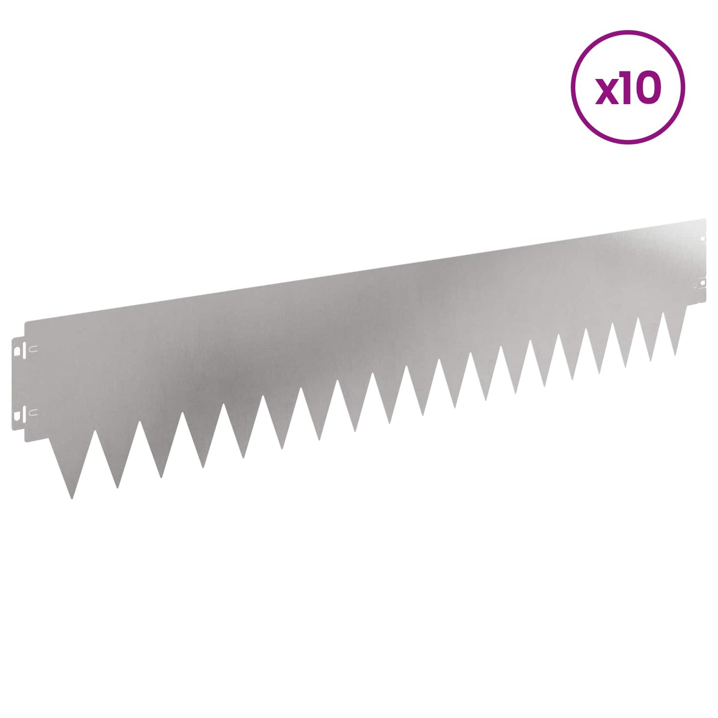 Bordura per Prato 10 pcs 103 x 20 cm metallo Argento | homemem39