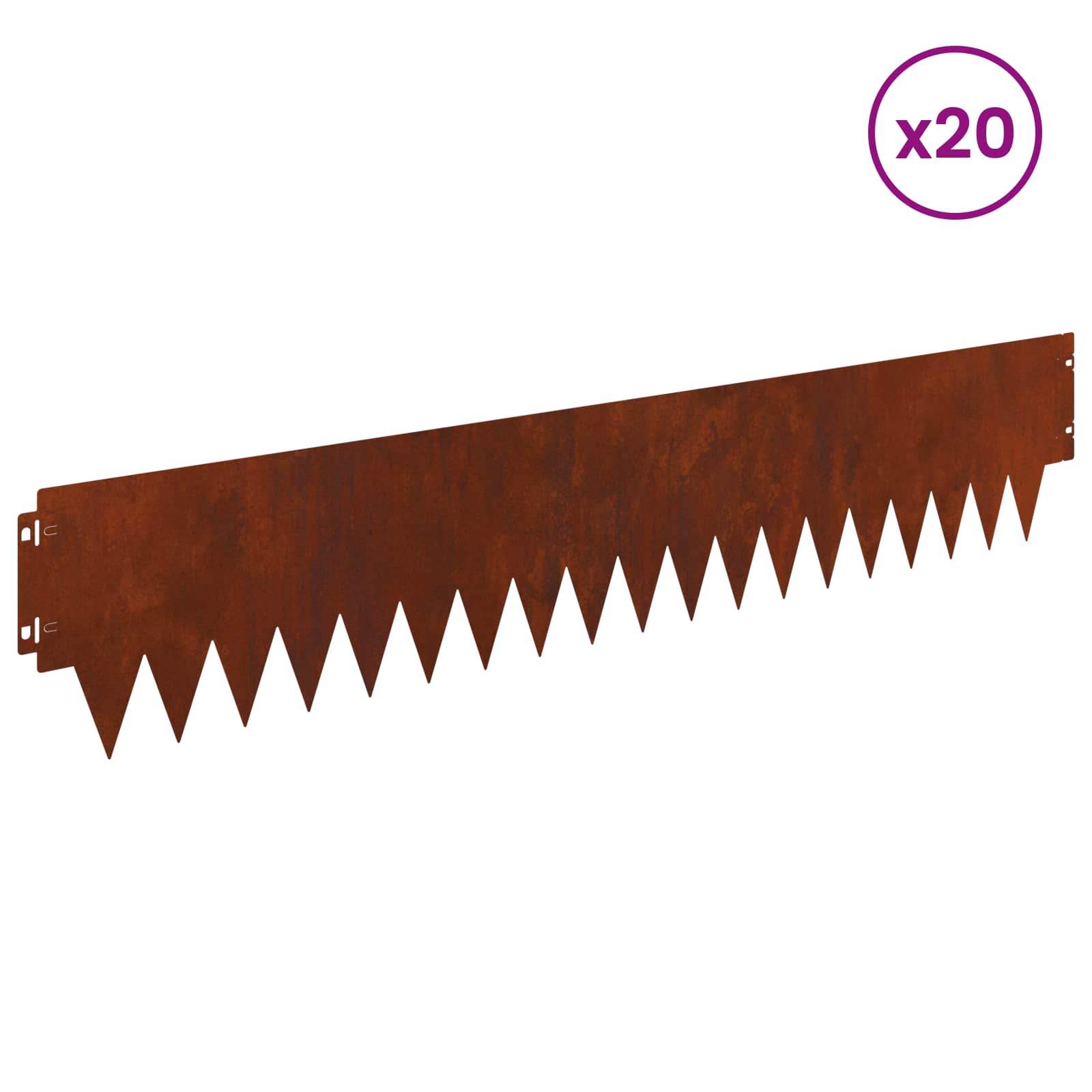Bordura per Prato 20 pcs 103 x 20 cm metallo Ruggine | homemem39