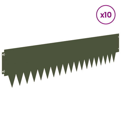 Bordura per Prato 10 pcs 103 x 25 cm metallo Verde Oliva | homemem39