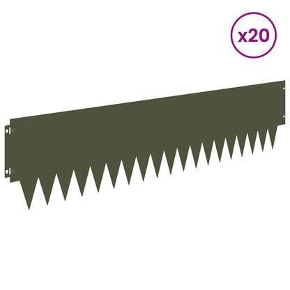 Bordura per Prato 20 pcs 103 x 25 cm metallo Verde Oliva | homemem39