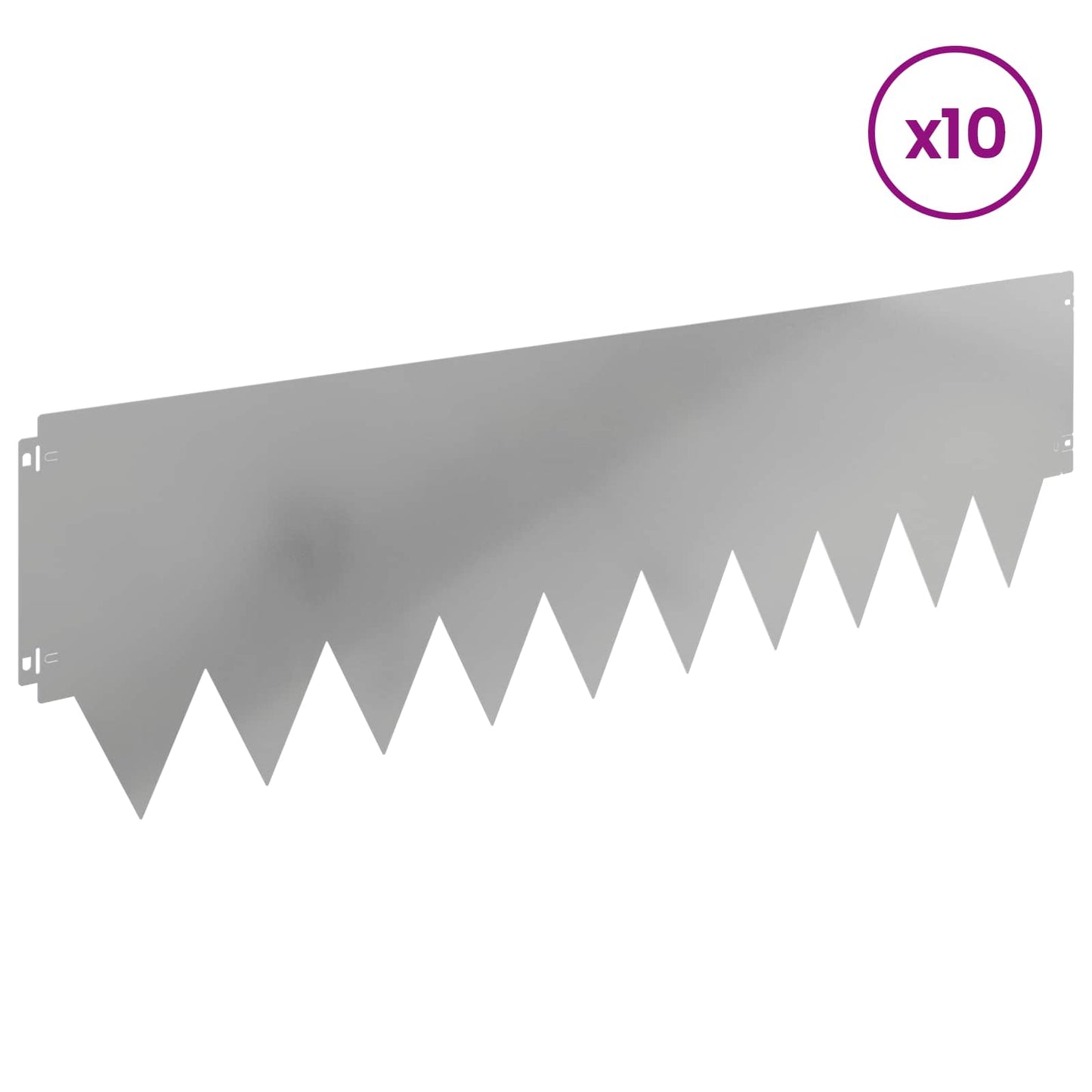 Bordura per Prato 10 pcs 103 x 30 cm metallo Argento | homemem39