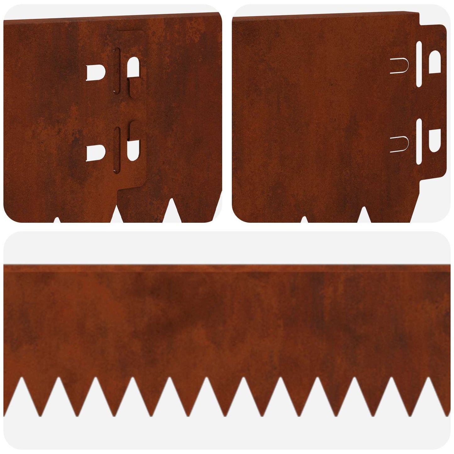 Bordura per Prato 10 pcs 103 x 10 cm Acciaio Ruggine | homemem39