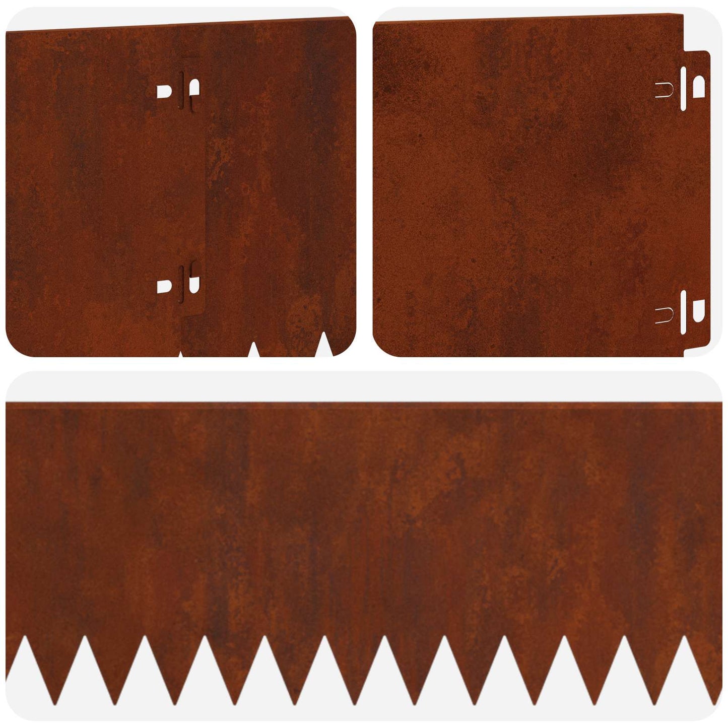 Bordura per Prato 10 pcs 103 x 20 cm Acciaio Ruggine | homemem39