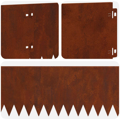 Bordura per Prato 10 pcs 103 x 20 cm Acciaio Ruggine | homemem39