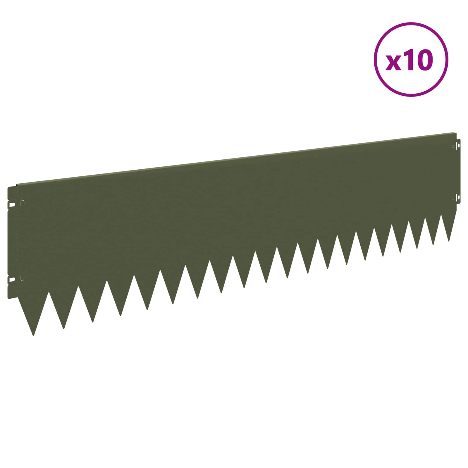 Bordura per Prato 10 pcs 103 x 25 cm Acciaio Verde Oliva | homemem39