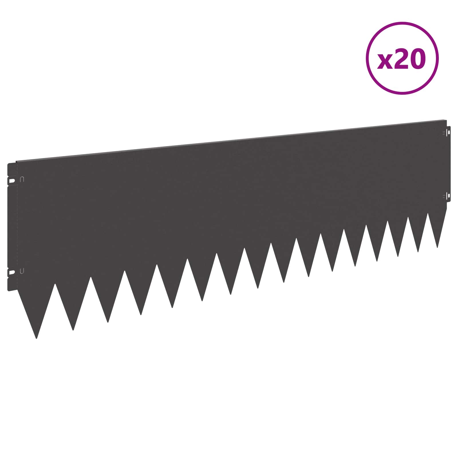 Bordura per Prato 20 pcs 103 x 30 cm Acciaio Nero | homemem39