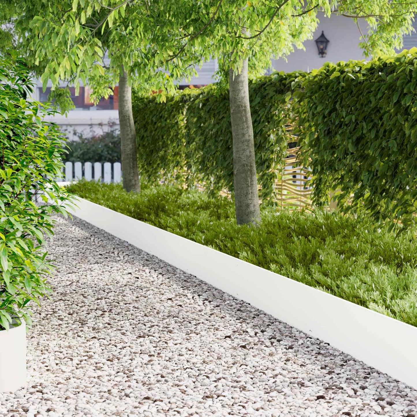 Bordura per Prato 20 pcs 103 x 30 cm Acciaio Bianco | homemem39