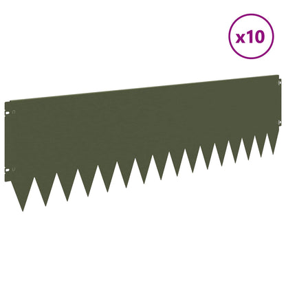 Bordura per Prato 10 pcs 103 x 30 cm Acciaio Verde Oliva | homemem39