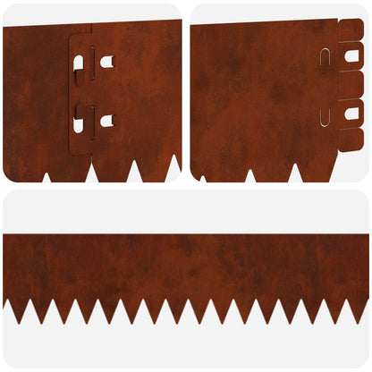 Bordura per Prato 10 pcs 103 x 10 cm Acciaio Ruggine | homemem39