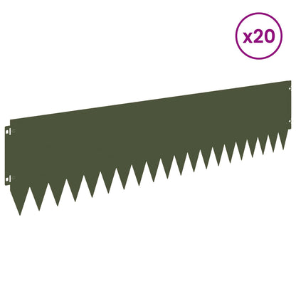 Bordura per Prato 20 pcs 103 x 25 cm Acciaio Verde Oliva | homemem39