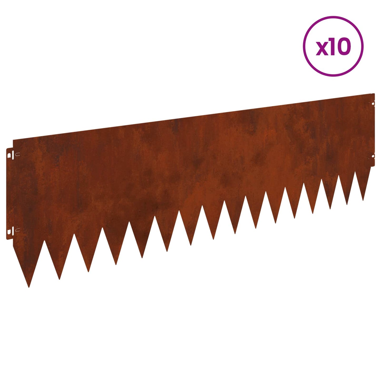 Bordura per Prato 10 pcs 103 x 30 cm Acciaio Ruggine | homemem39