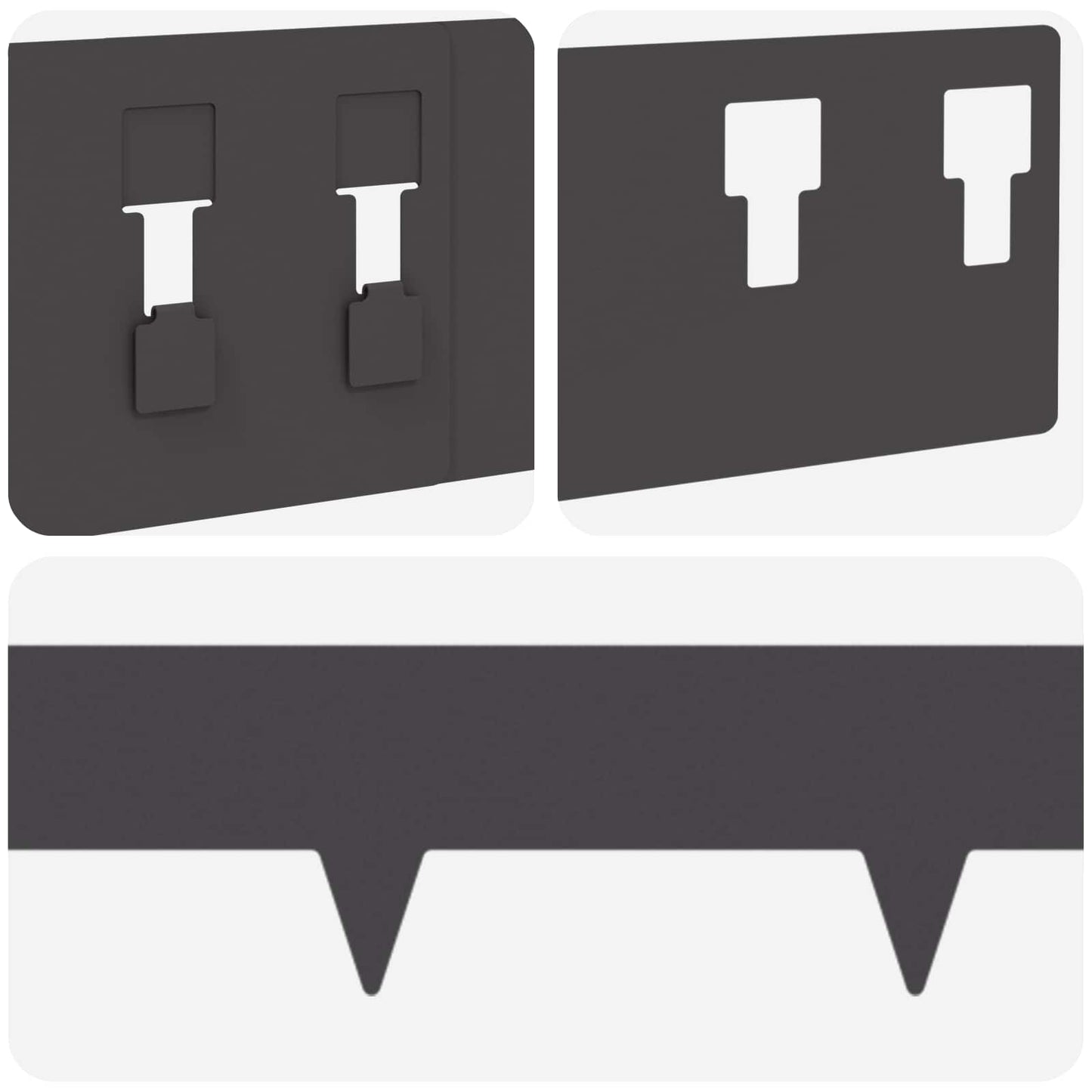 Bordura per Prato 30 pcs 100 x 12 cm Acciaio Nero | homemem39