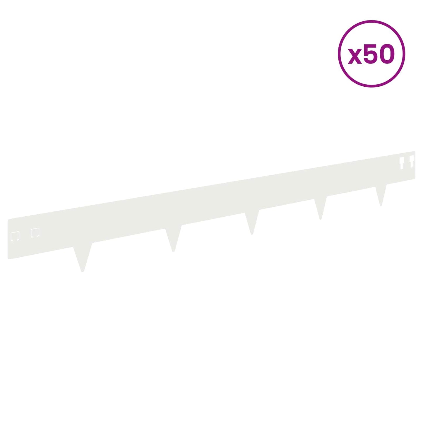 Bordura per Prato 50 pcs 100 x 12 cm Acciaio Bianco | homemem39