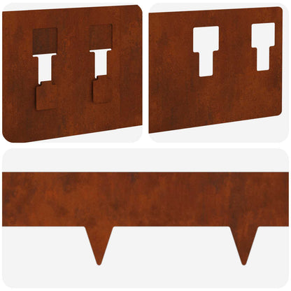 Bordura per Prato 10 pcs 100 x 12 cm Acciaio Ruggine | homemem39