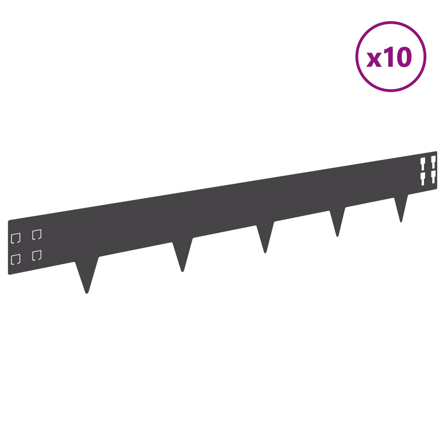 Bordura per Prato 10 pcs 100 x 15 cm Acciaio Nero | homemem39
