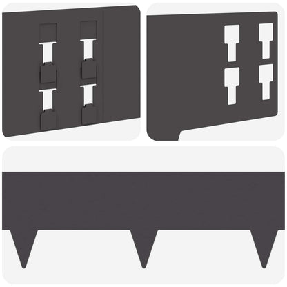 Bordura per Prato 50 pcs 100 x 15 cm Acciaio Nero | homemem39