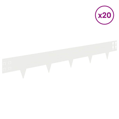 Bordura per Prato 20 pcs 100 x 15 cm Acciaio Bianco | homemem39