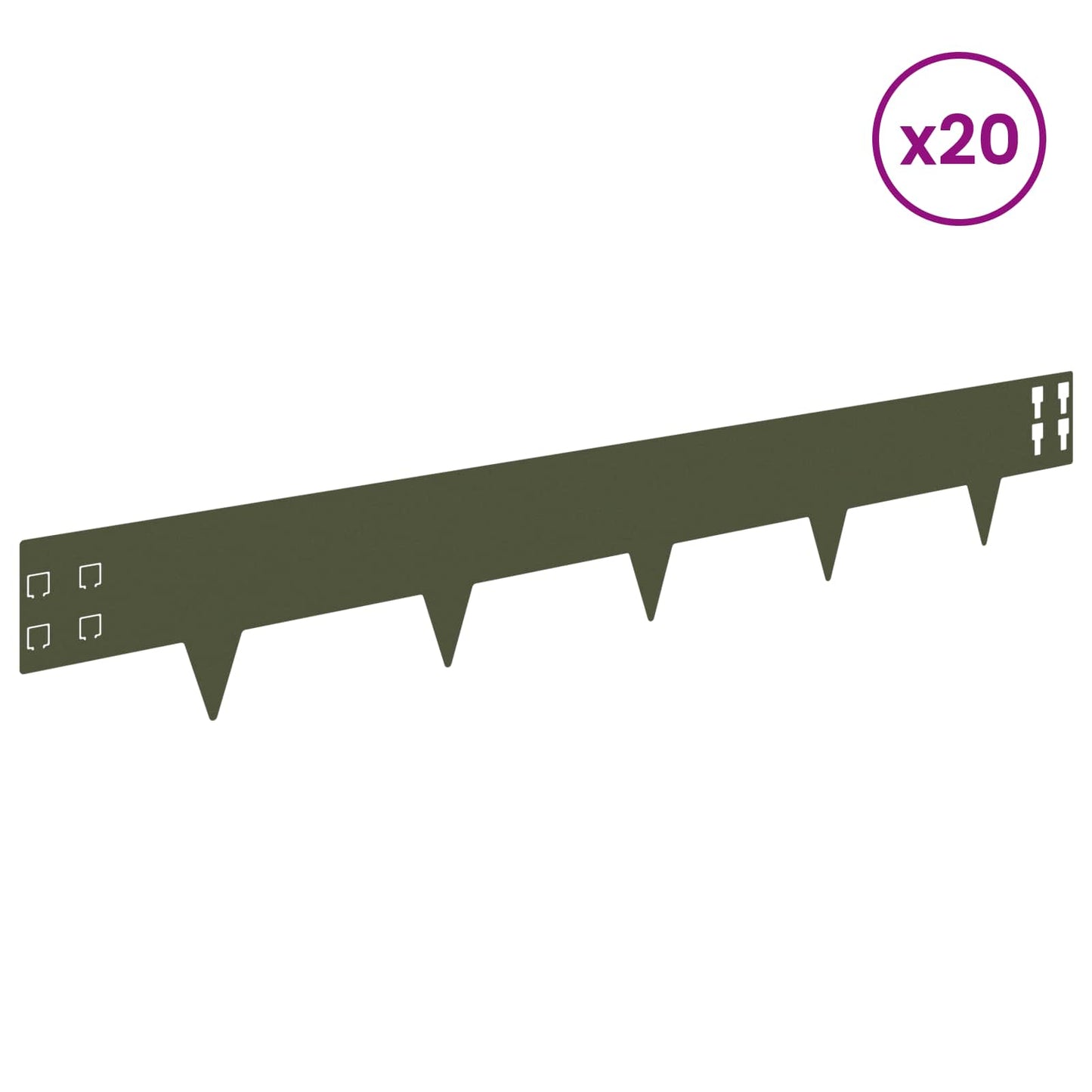 Bordura per Prato 20 pcs 100 x 15 cm Acciaio Verde Oliva | homemem39