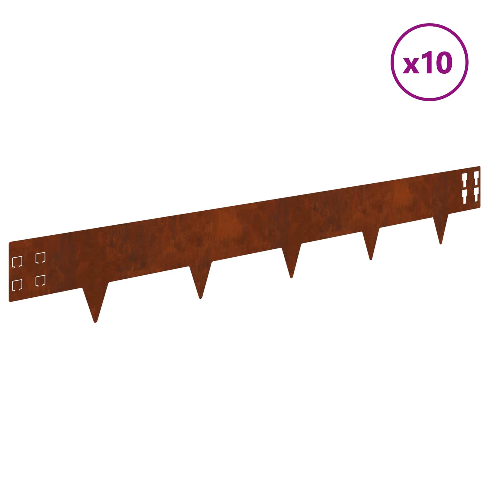 Bordura per Prato 10 pcs 100 x 15 cm Acciaio Ruggine | homemem39