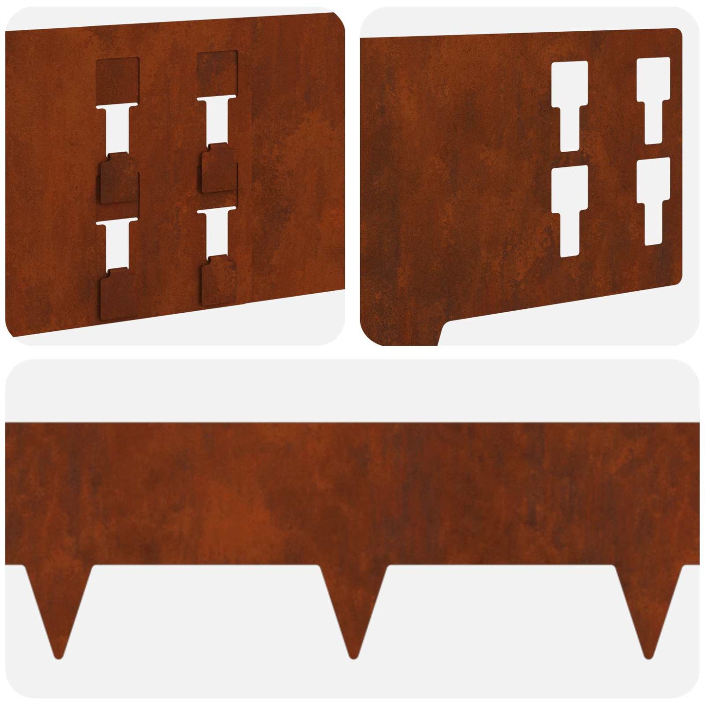 Bordura per Prato 20 pcs 100 x 15 cm Acciaio Ruggine | homemem39