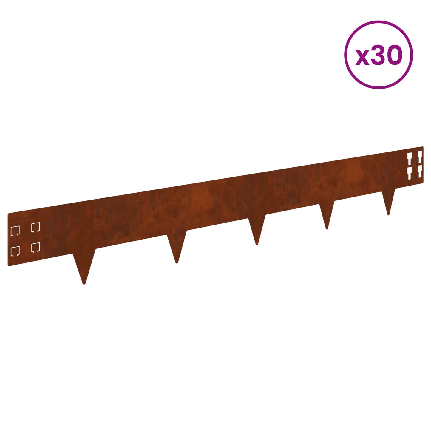 Bordura per Prato 30 pcs 100 x 15 cm Acciaio Ruggine | homemem39