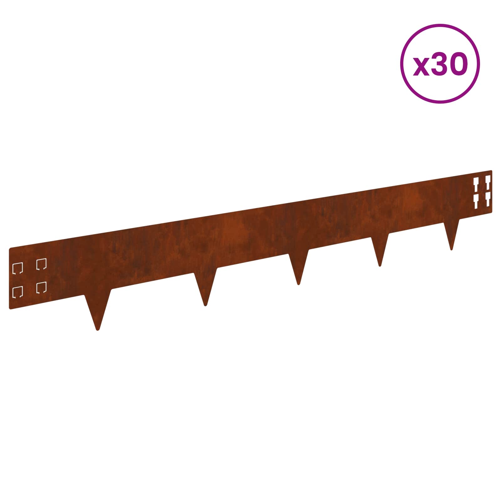 Bordura per Prato 30 pcs 100 x 15 cm Acciaio Ruggine | homemem39