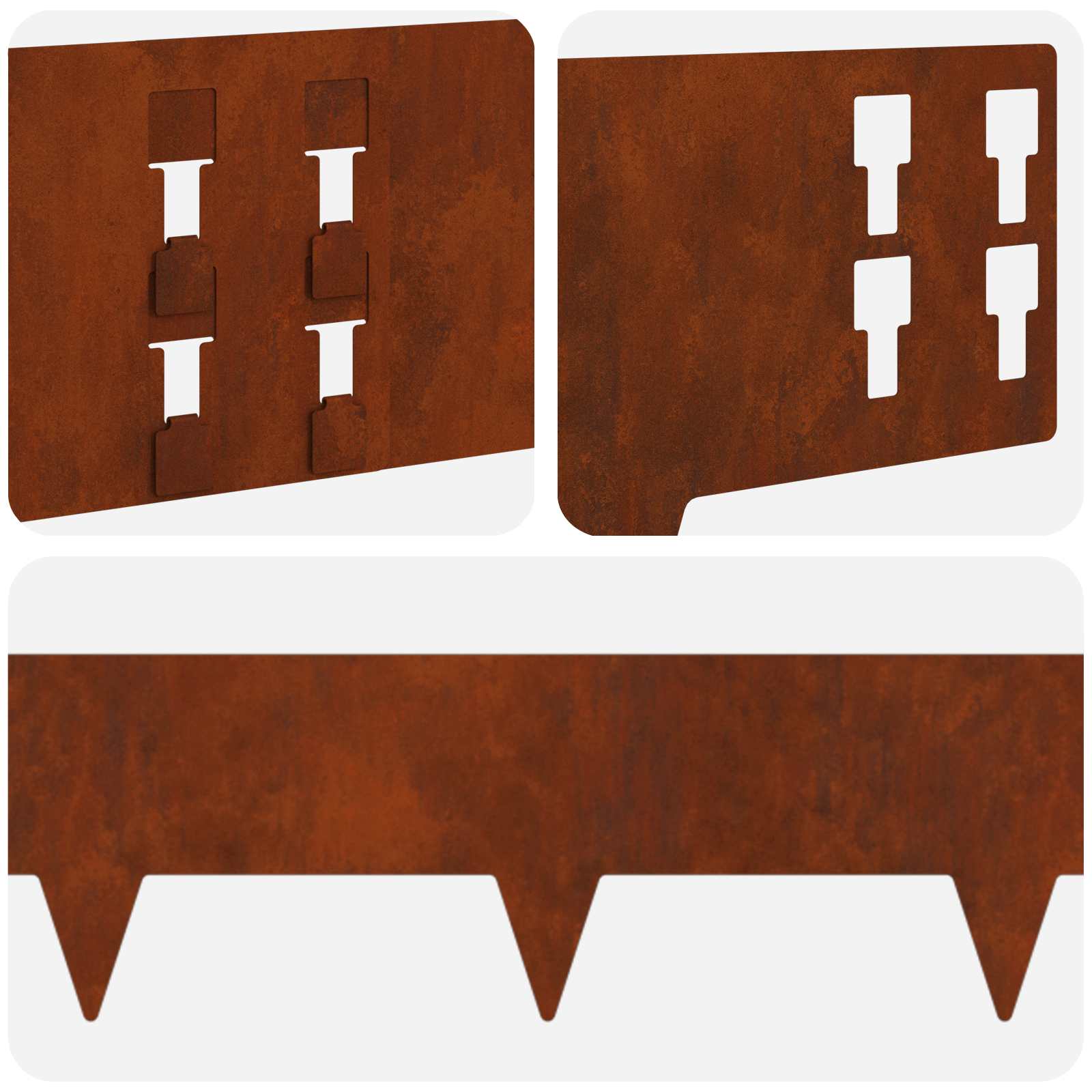 Bordura per Prato 50 pcs 100 x 15 cm Acciaio Ruggine | homemem39