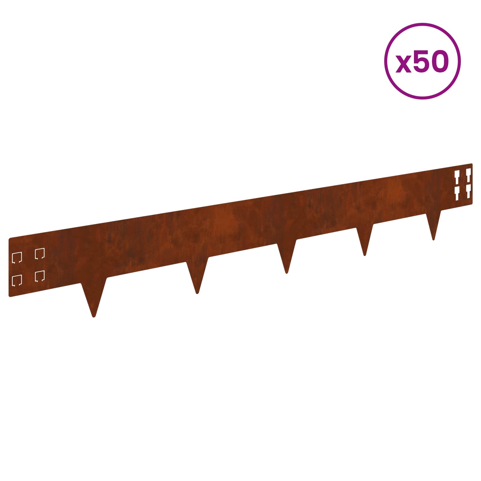 Bordura per Prato 50 pcs 100 x 15 cm Acciaio Ruggine | homemem39