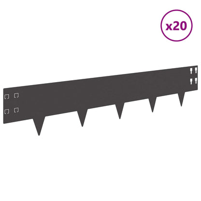 Bordura per Prato 20 pcs 100 x 20 cm Acciaio Nero | homemem39