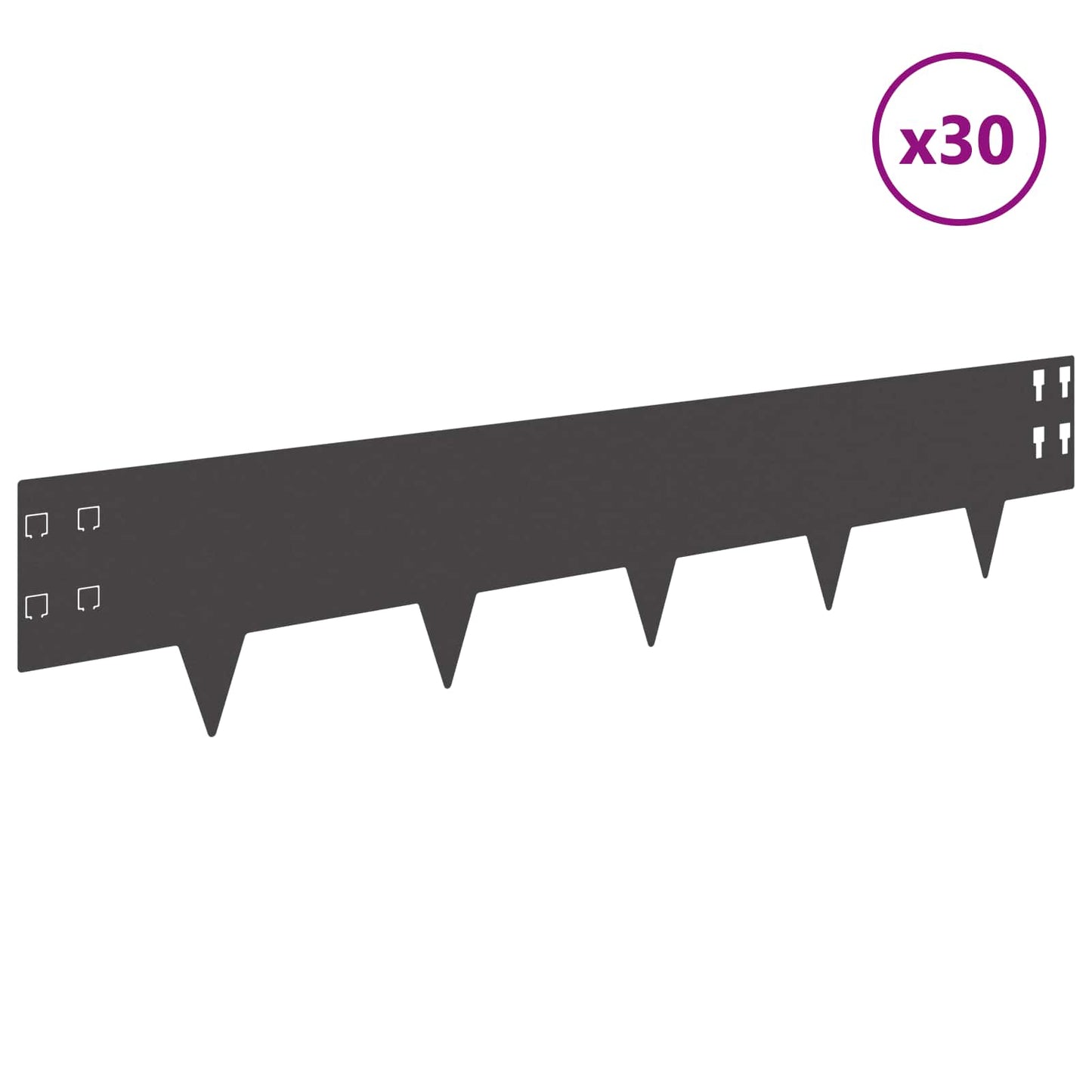 Bordura per Prato 30 pcs 100 x 20 cm Acciaio Nero | homemem39
