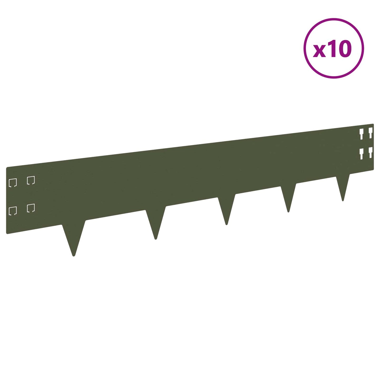 Bordura per Prato 10 pcs 100 x 20 cm Acciaio Verde Oliva | homemem39