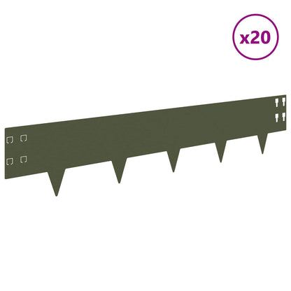 Bordura per Prato 20 pcs 100 x 20 cm Acciaio Verde Oliva | homemem39