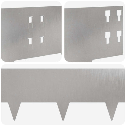 Bordura per Prato 10 pcs 100 x 20 cm Acciaio Argento | homemem39