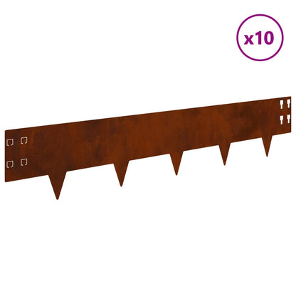 Bordura per Prato 10 pcs 100 x 20 cm Acciaio Ruggine | homemem39