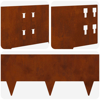 Bordura per Prato 30 pcs 100 x 20 cm Acciaio Ruggine | homemem39