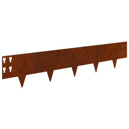 Bordura per Prato 50 pcs 100 x 20 cm Acciaio Ruggine | homemem39